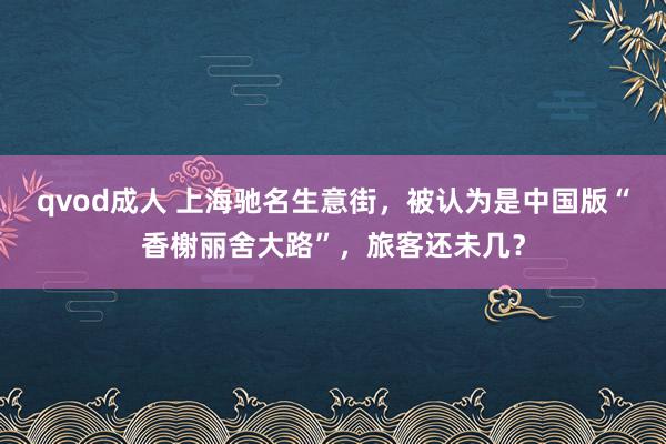 qvod成人 上海驰名生意街，被认为是中国版“香榭丽舍大路”，旅客还未几？