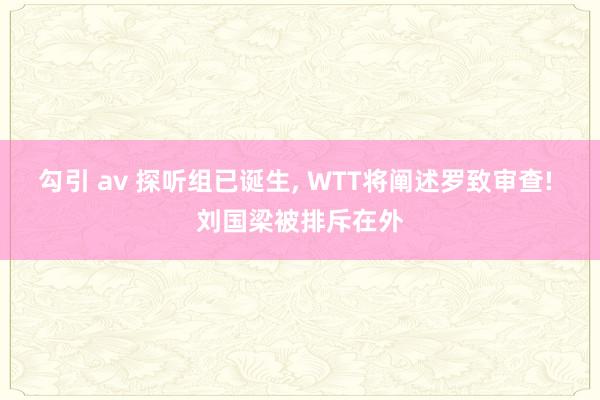 勾引 av 探听组已诞生， WTT将阐述罗致审查! 刘国梁被排斥在外