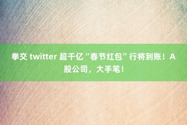 拳交 twitter 超千亿“春节红包”行将到账！A股公司，大手笔！