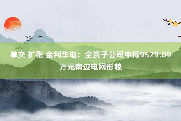 拳交 扩张 金利华电：全资子公司中标9529.09万元南边电网形貌