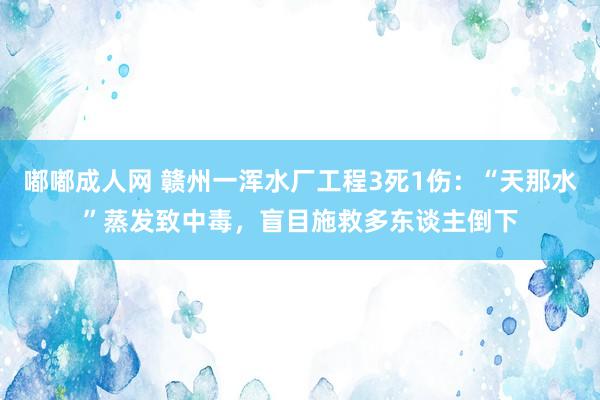 嘟嘟成人网 赣州一浑水厂工程3死1伤：“天那水”蒸发致中毒，盲目施救多东谈主倒下