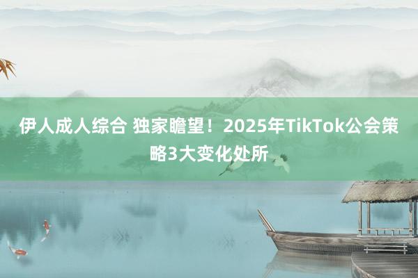 伊人成人综合 独家瞻望！2025年TikTok公会策略3大变化处所