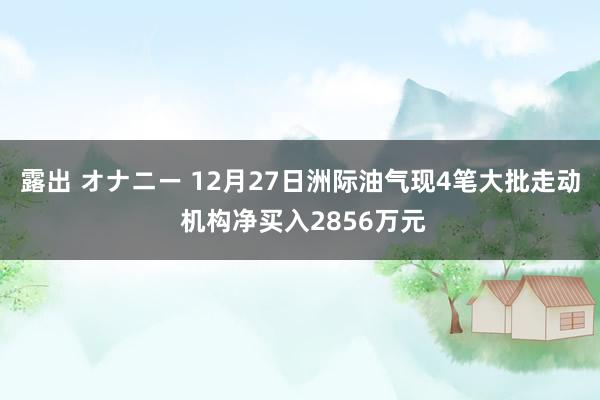 露出 オナニー 12月27日洲际油气现4笔大批走动 机构净买入2856万元