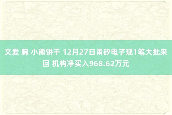 文爱 胸 小熊饼干 12月27日甬矽电子现1笔大批来回 机构净买入968.62万元