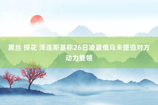 黑丝 探花 泽连斯基称26日凌晨俄乌未蹙迫对方动力要领