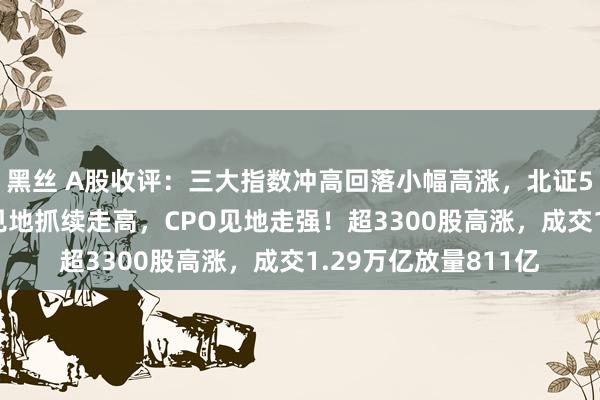黑丝 A股收评：三大指数冲高回落小幅高涨，北证50涨超2%，小红书见地抓续走高，CPO见地走强！超3300股高涨，成交1.29万亿放量811亿