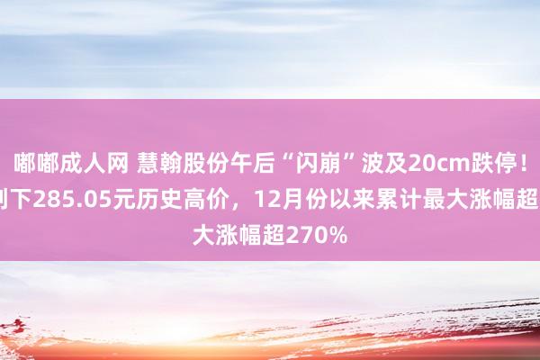 嘟嘟成人网 慧翰股份午后“闪崩”波及20cm跌停！盘中创下285.05元历史高价，12月份以来累计最大涨幅超270%