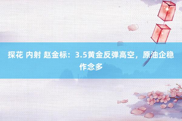 探花 内射 赵金标：3.5黄金反弹高空，原油企稳作念多