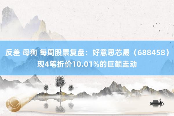 反差 母狗 每周股票复盘：好意思芯晟（688458）现4笔折价10.01%的巨额走动