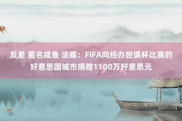 反差 匿名咸鱼 法媒：FIFA向经办世俱杯比赛的好意思国城市捐赠1100万好意思元