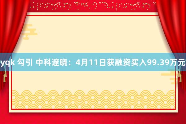 yqk 勾引 中科邃晓：4月11日获融资买入99.39万元
