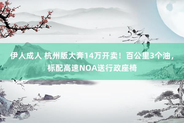 伊人成人 杭州版大奔14万开卖！百公里3个油，标配高速NOA送行政座椅