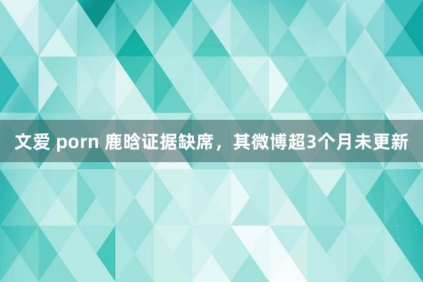 文爱 porn 鹿晗证据缺席，其微博超3个月未更新