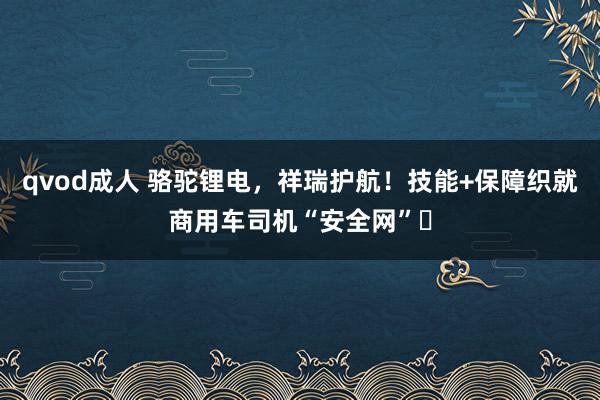 qvod成人 骆驼锂电，祥瑞护航！技能+保障织就商用车司机“安全网”‌