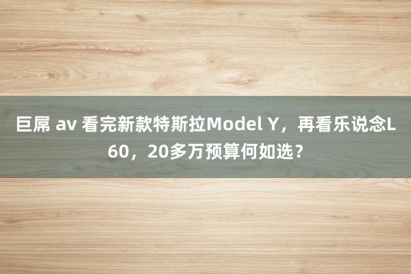 巨屌 av 看完新款特斯拉Model Y，再看乐说念L60，20多万预算何如选？