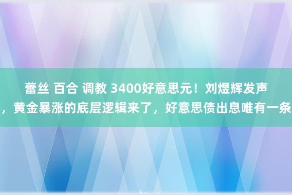 蕾丝 百合 调教 3400好意思元！刘煜辉发声，黄金暴涨的底层逻辑来了，好意思债出息唯有一条