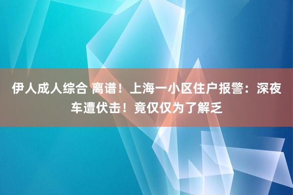 伊人成人综合 离谱！上海一小区住户报警：深夜车遭伏击！竟仅仅为了解乏